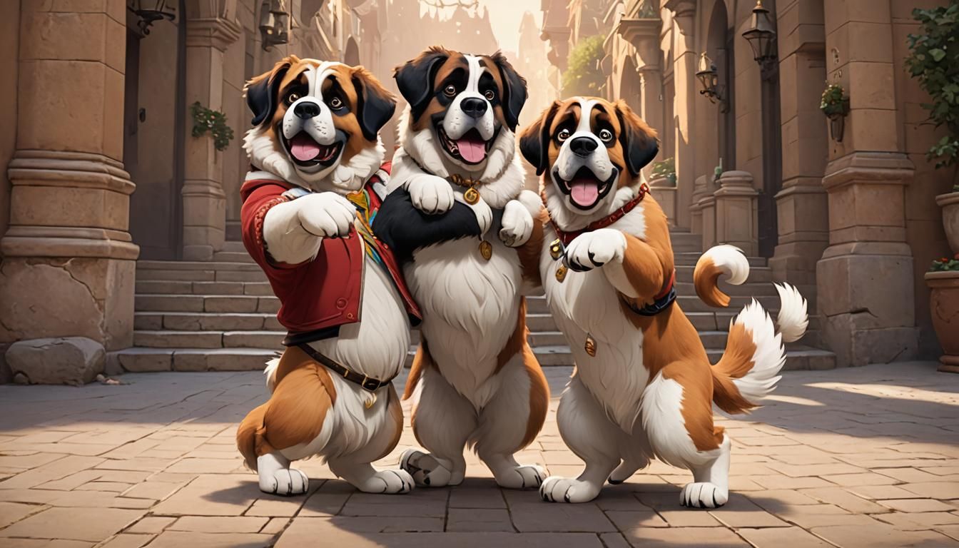 Disney-Style Saint Bernards Dancing Bachata