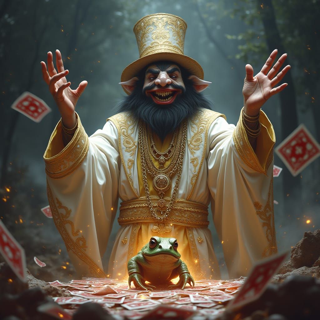 Charismatic Bugbear Warlock Conjures Frog Demon in Lavish Fa...