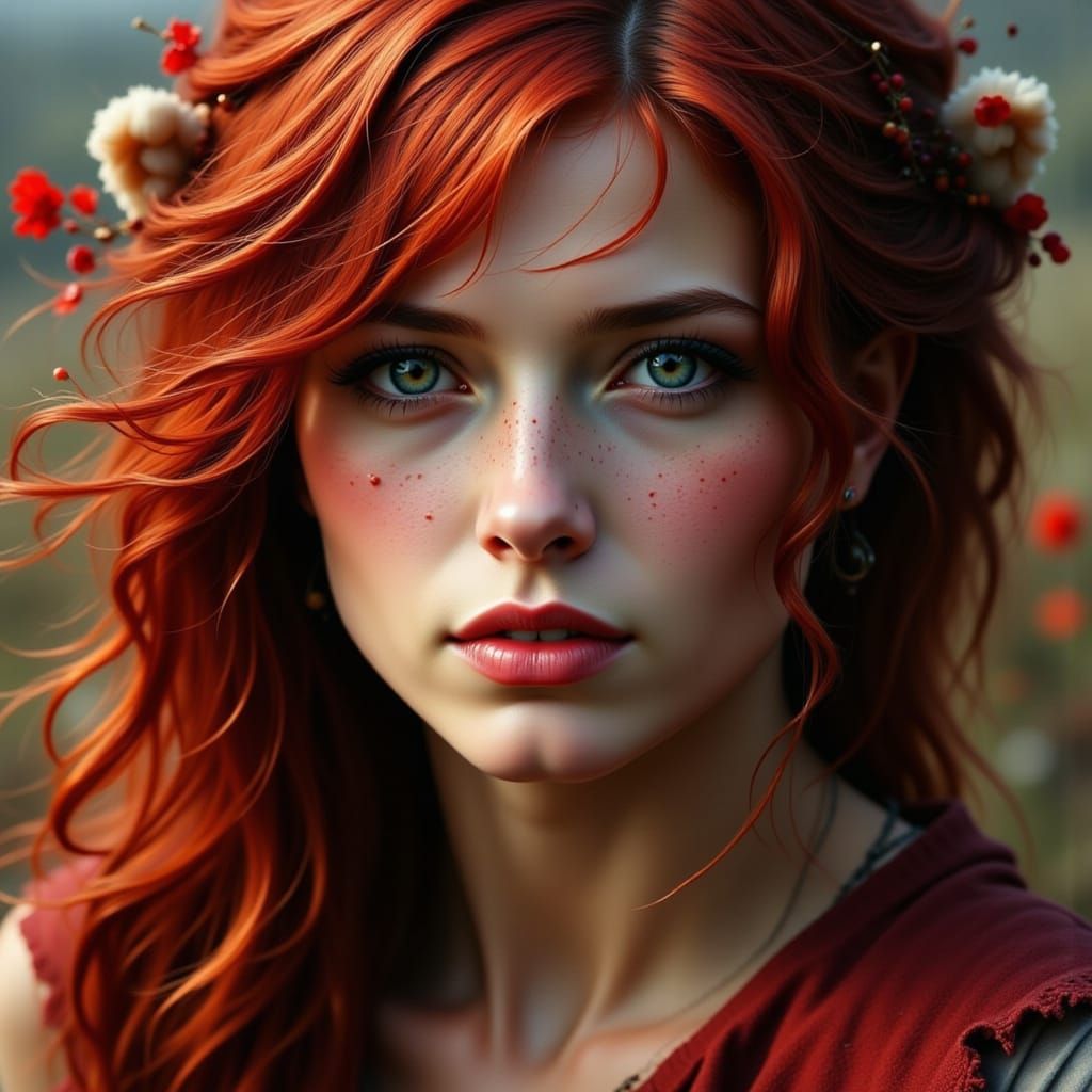 Vibrant Redhead Cowgirl in Old West Style