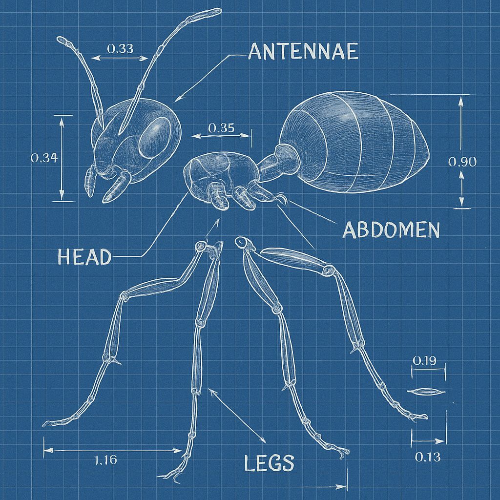Detailed Blueprint of an Ant: Technical Schematic Diagram