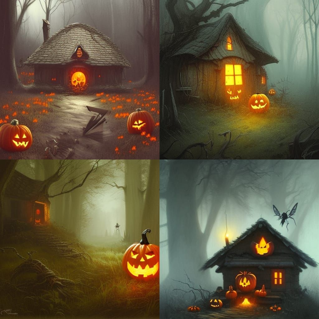Sinister Fairy with Jack-O-Lantern in Woods