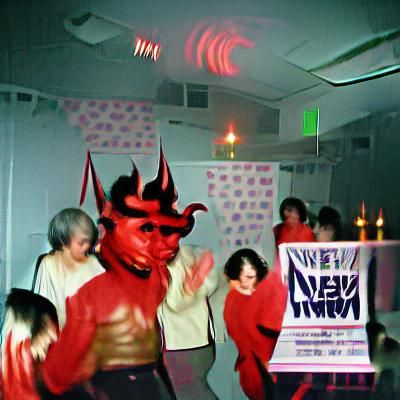 Demonic Dance Party in Cartoon Style