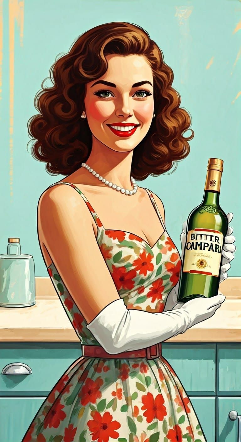 Vintage Campari Ad Featuring Elegant Woman
