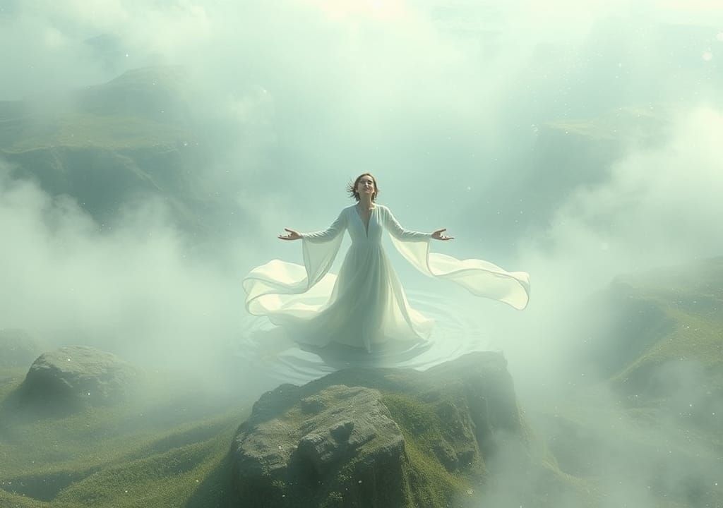 Ethereal Dancer in Surreal Landscape, Fantasy Art