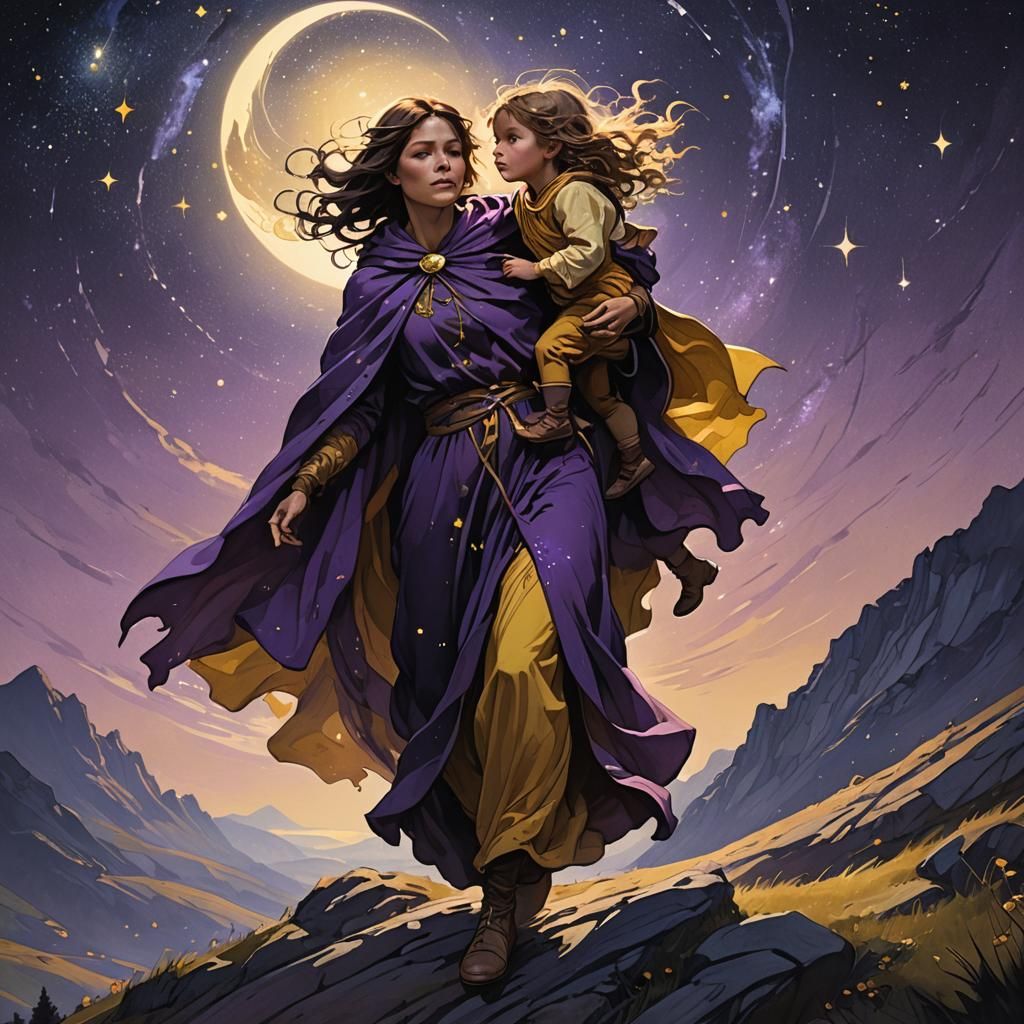 Dark Fantasy: Mother and Child Constellation Art