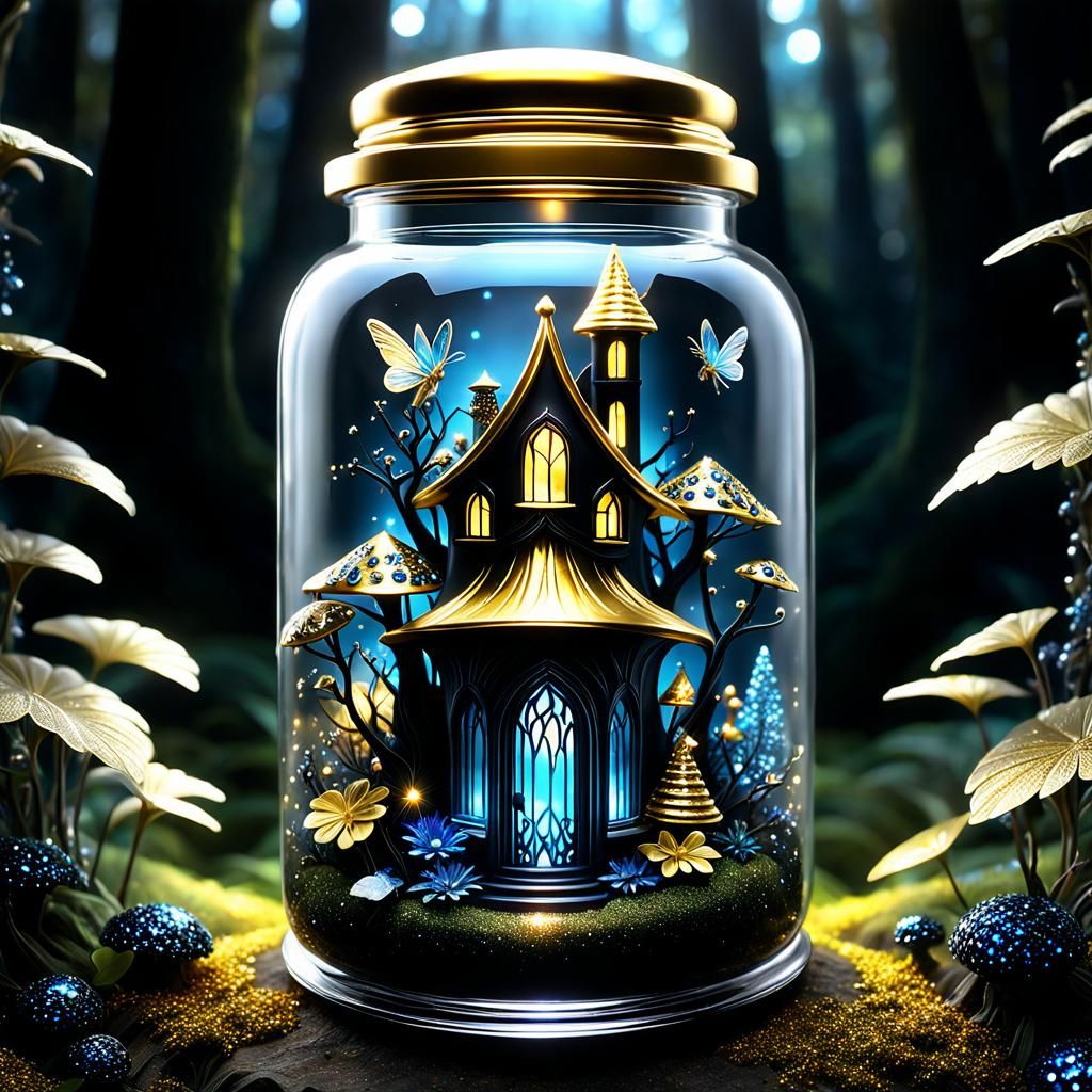 Magical Fairy House in Glass Jar