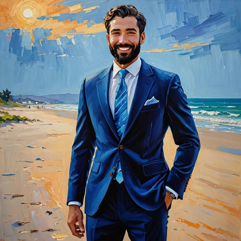 Man in Velvet Suit: Post-Impressionist Portrait