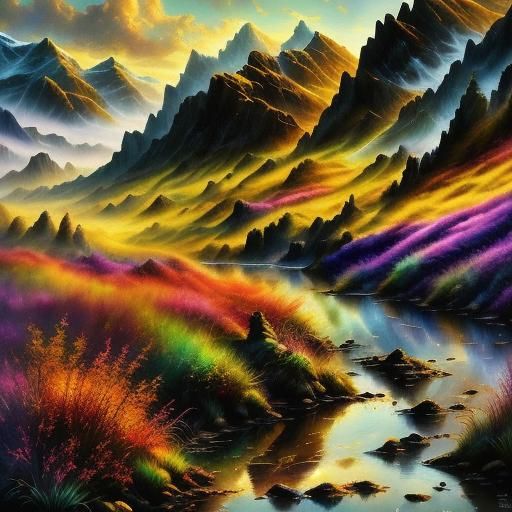 Misty Scottish Highlands in Hyperrealistic Photo Illustratio...