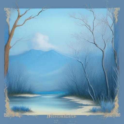 Whimsical Blue Kreide Art