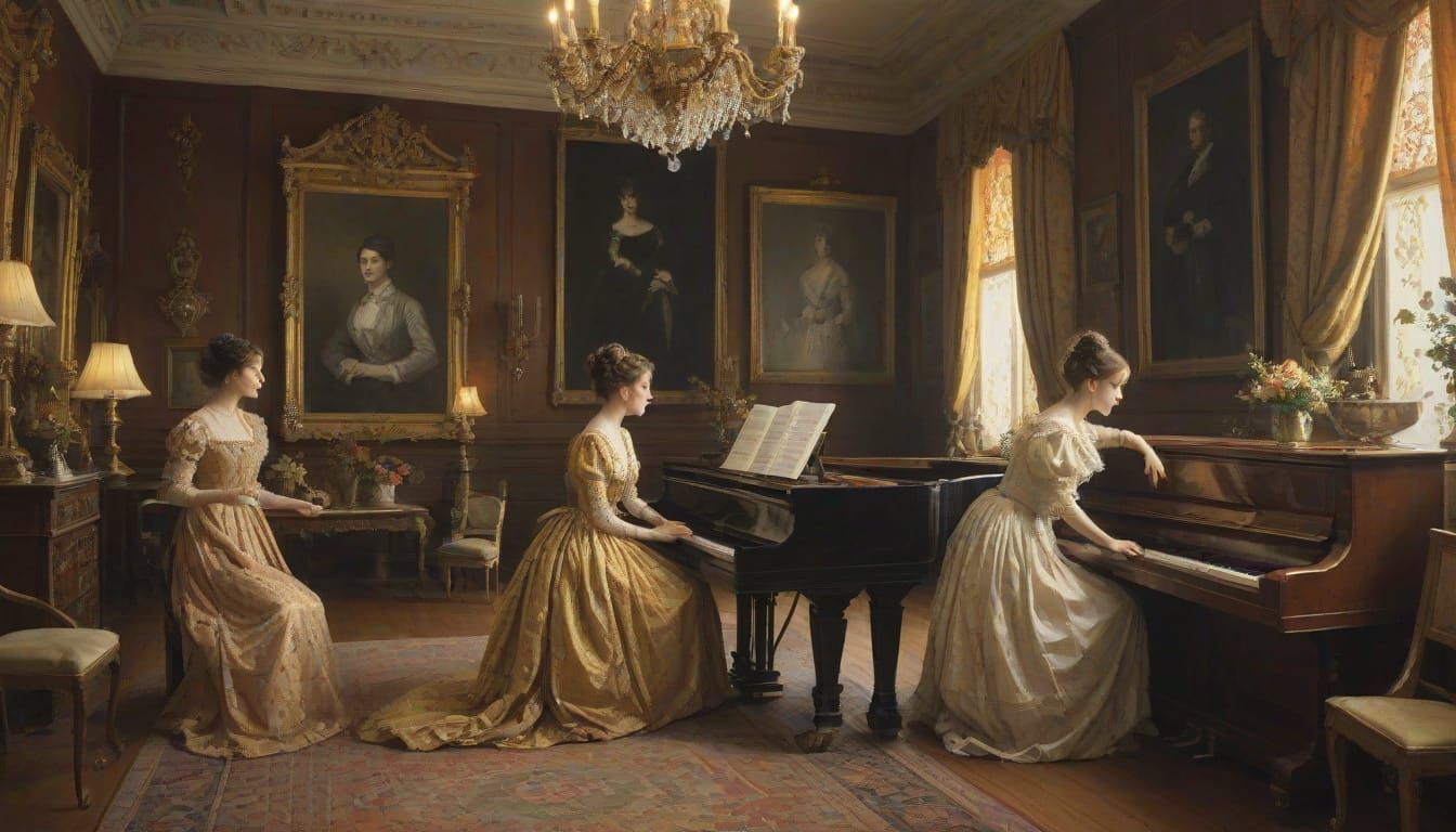 Elegant Music Rehearsal in Warm, Golden Light