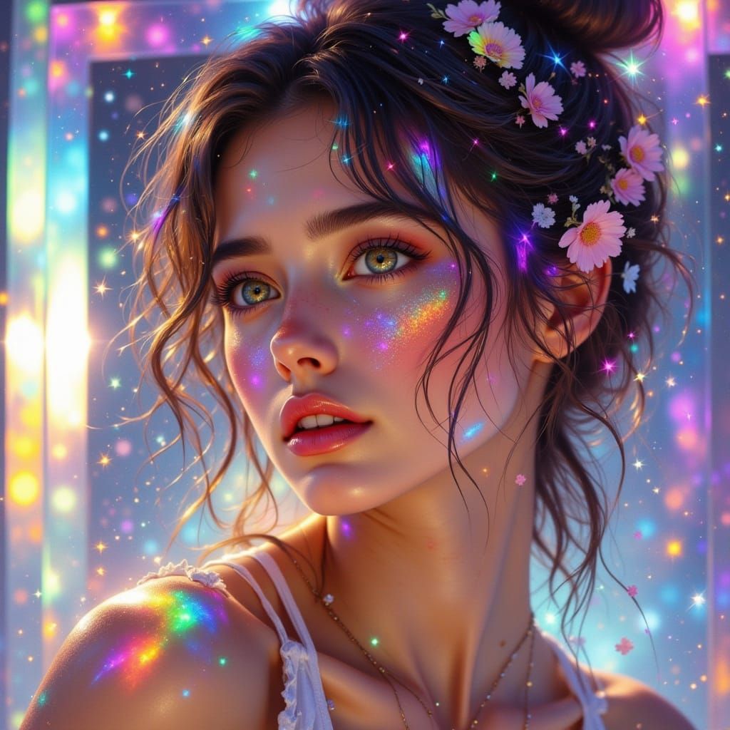 Stunning Woman in Box Frame: Jelly Anime Style