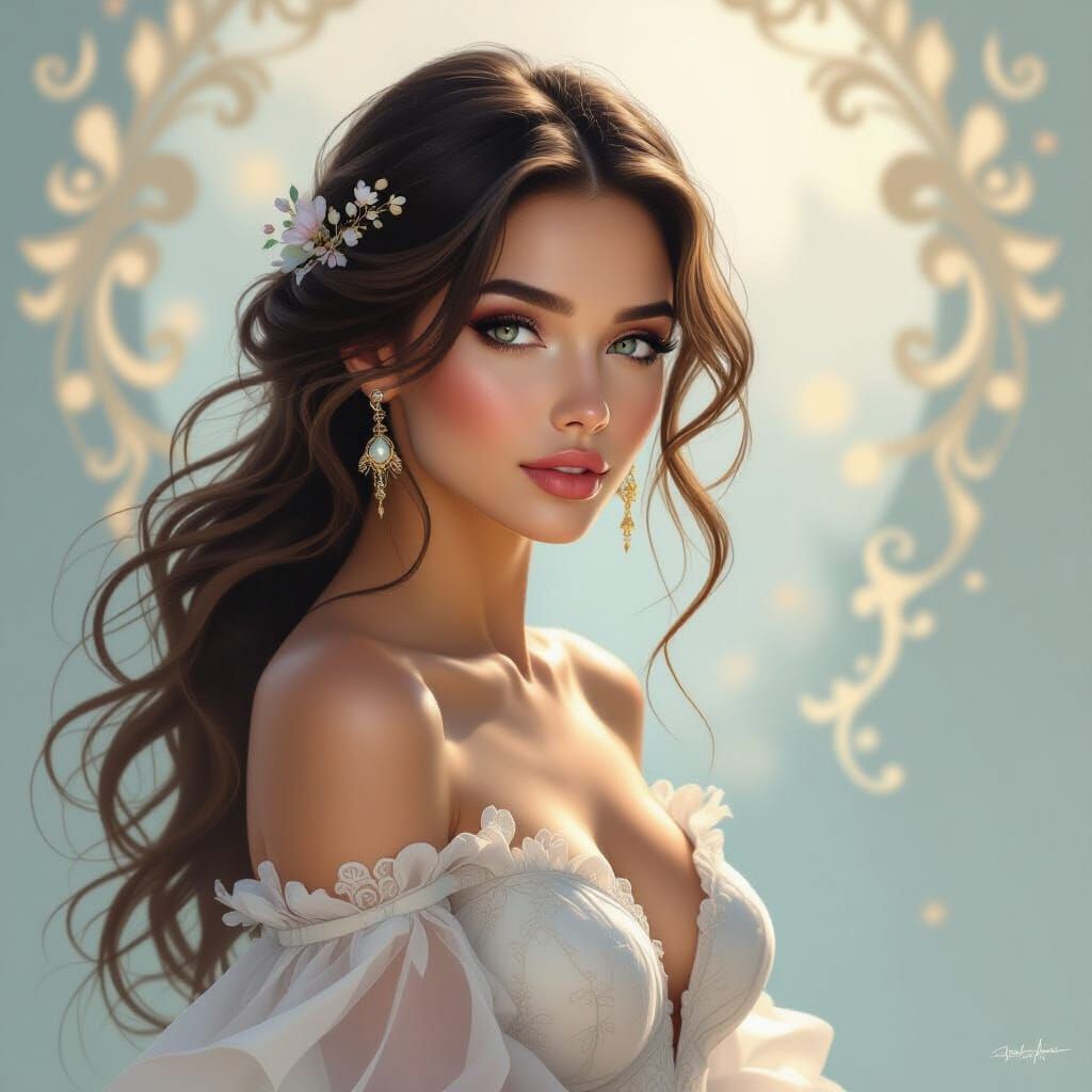 Ethereal Digital Painting Of A Shapely Female Model