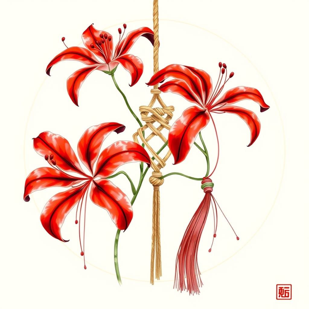 Vibrant Red Spider Lilies in Dreamy, Cosmic Style