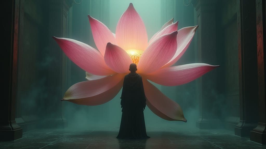 Mystical Lotus of Unending Enlightenment in an Ethereal Sanc...
