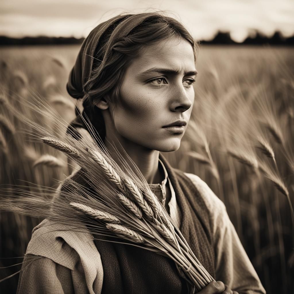 Vintage Portrait of a Peasant Woman in Sepia Tone