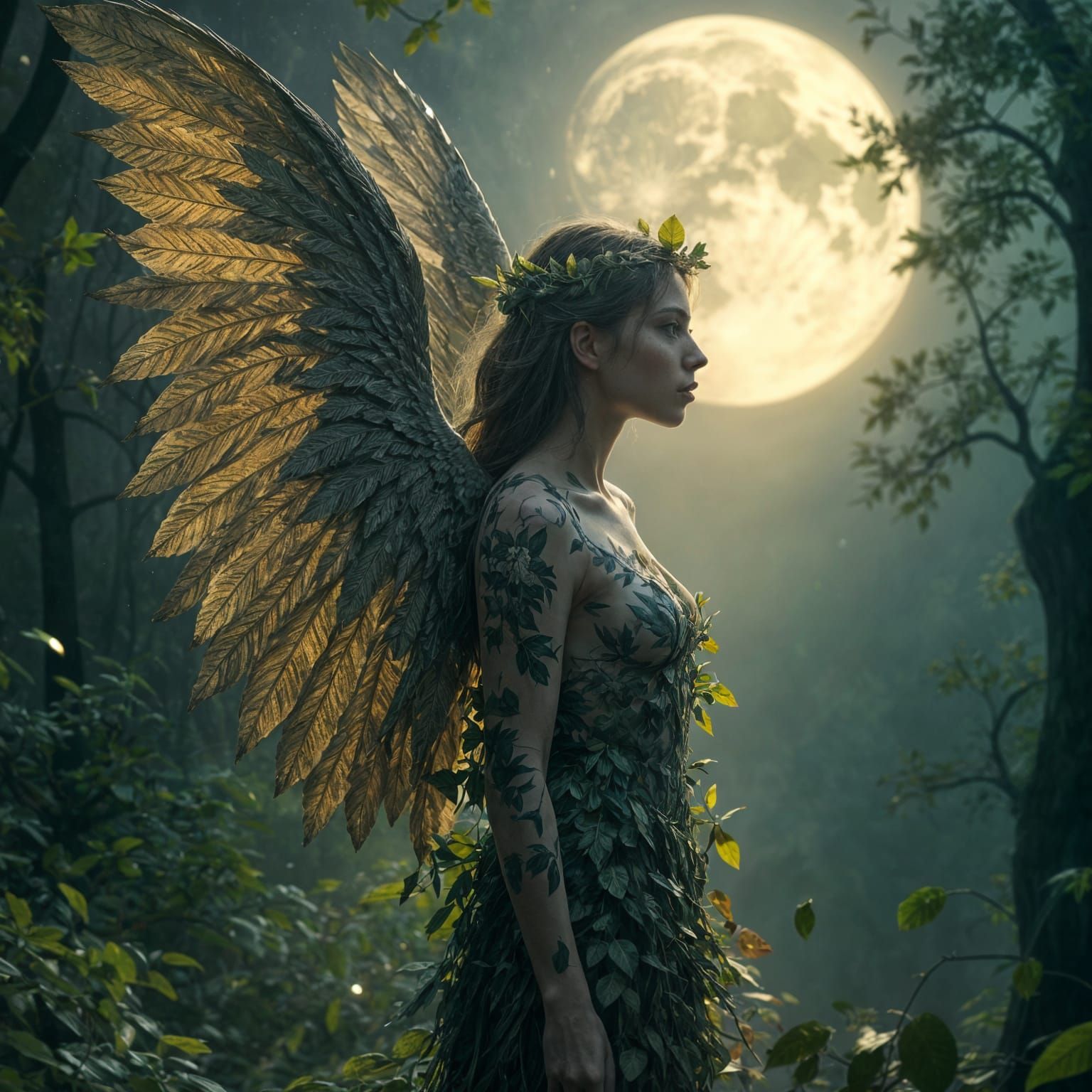 Angel of Nature Illuminated by Lunar Glow