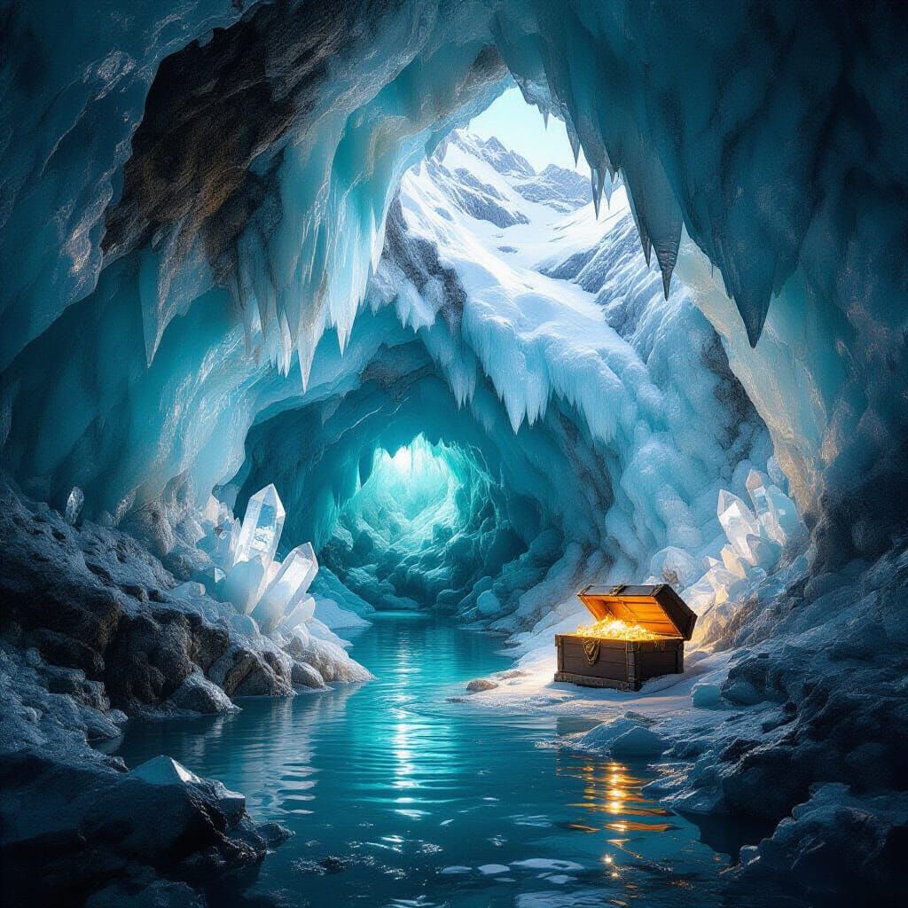 Crystal Cavern With Hidden Swiss Treasure Chest