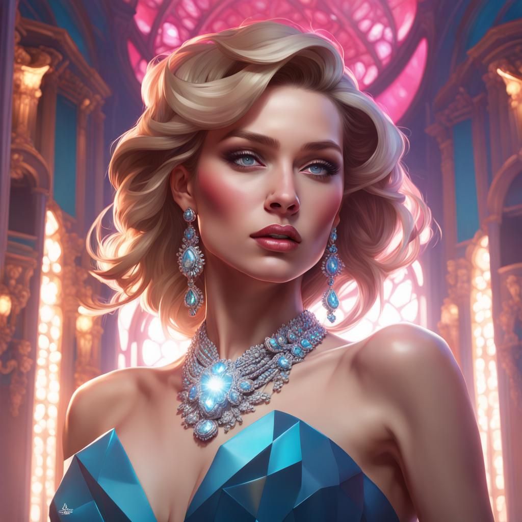 Diamond-clad Woman: Hyperdetailed Artstation Portrait