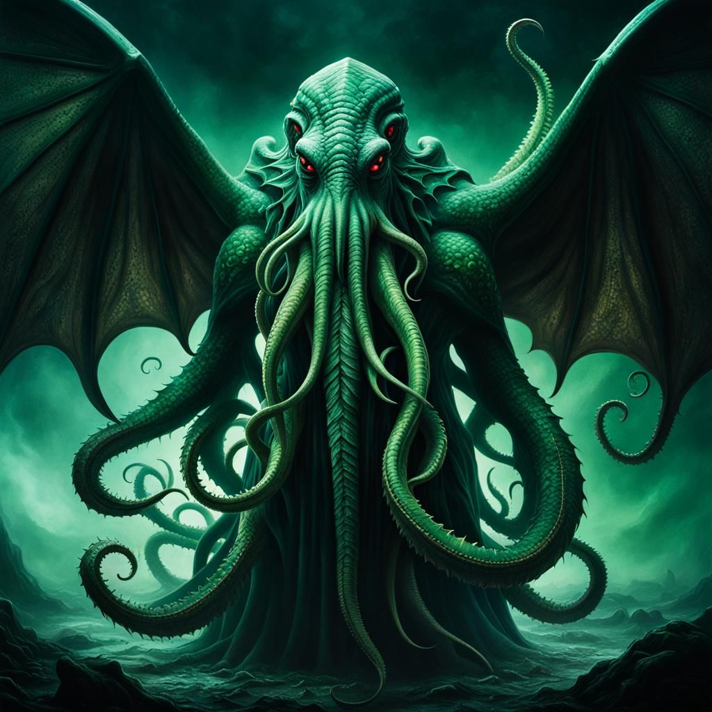 Ethereal Cthulhu in Dark Fantasy Oil Painting