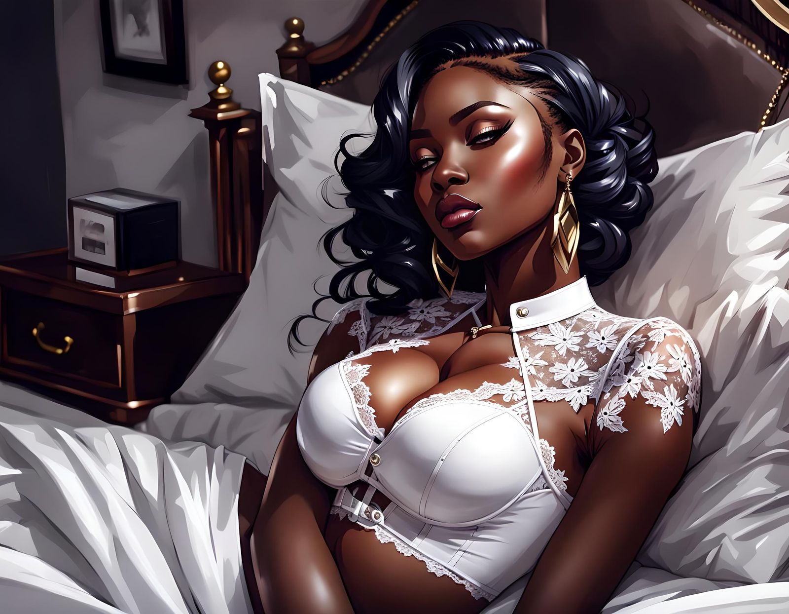 Pretty Nigerian Female Portrait in Anime Splash Art Style