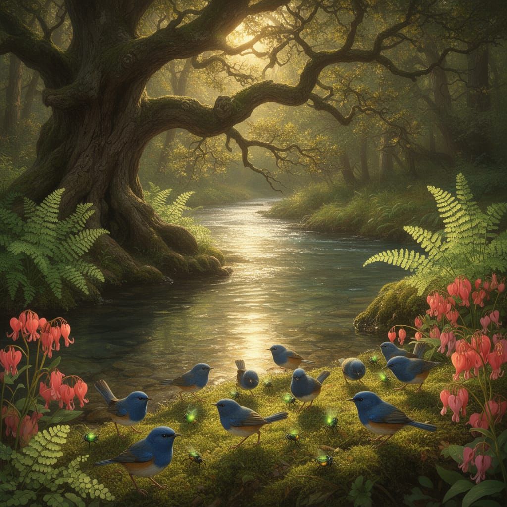 Ancient Oak Tree by Crystal River in Golden Hour Light