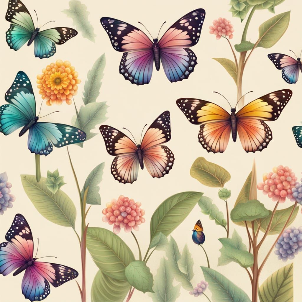 Butterflies with Floral Wing Patterns