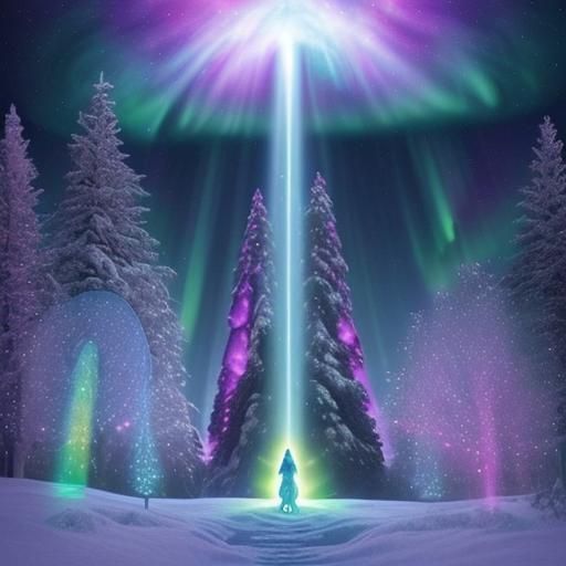 Christmas Planetarium Utopia with Aurora Borealis