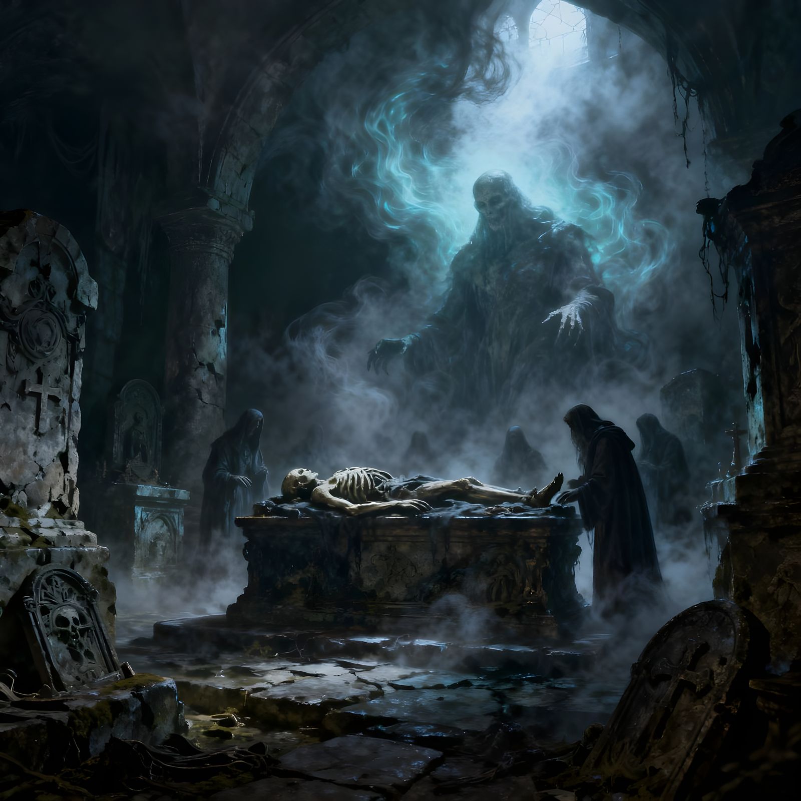 Macabre Crypt Last Rites in Ethereal Fantasy Style