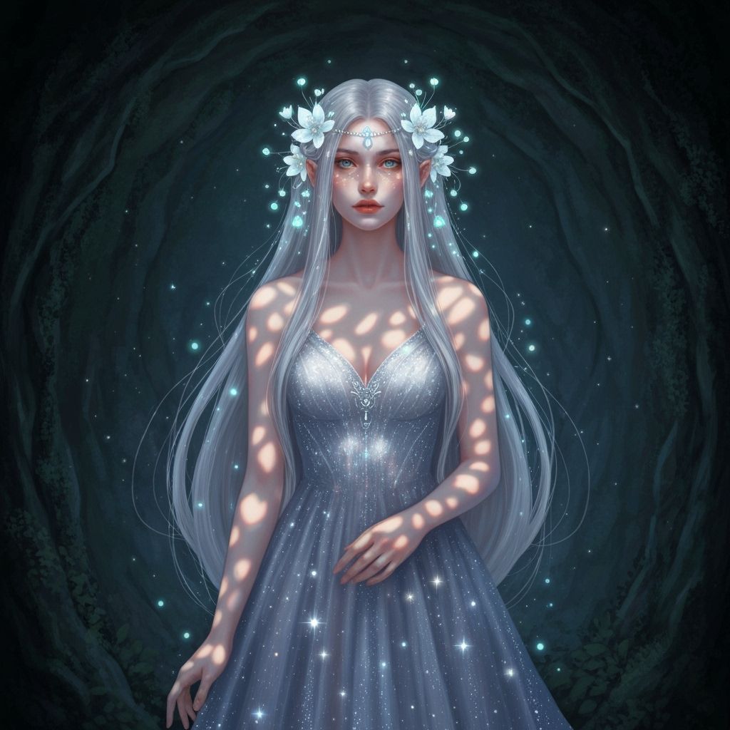 Bioluminescent Beauty in Grotto, Pre-Raphaelite Art Nouveau ...