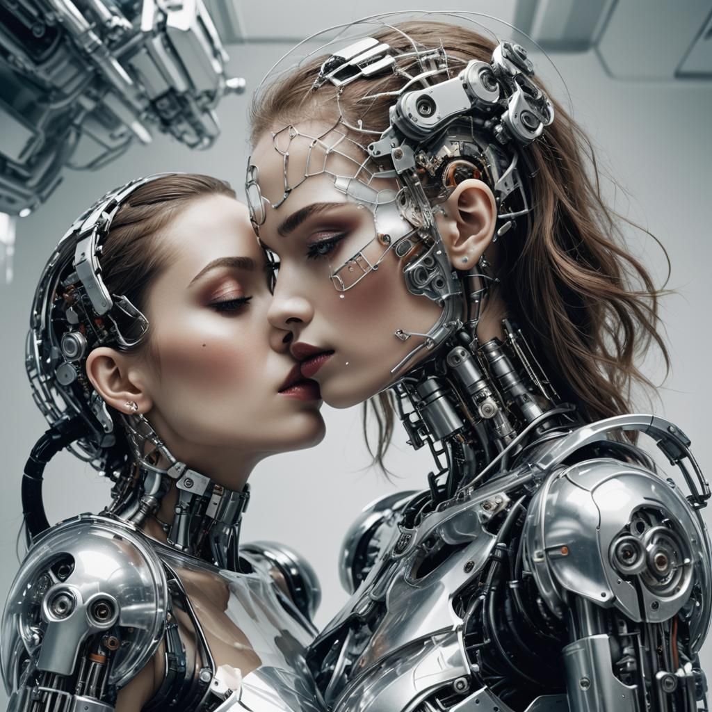 Cyborg Kiss: High Fashion Double Exposure Masterpiece