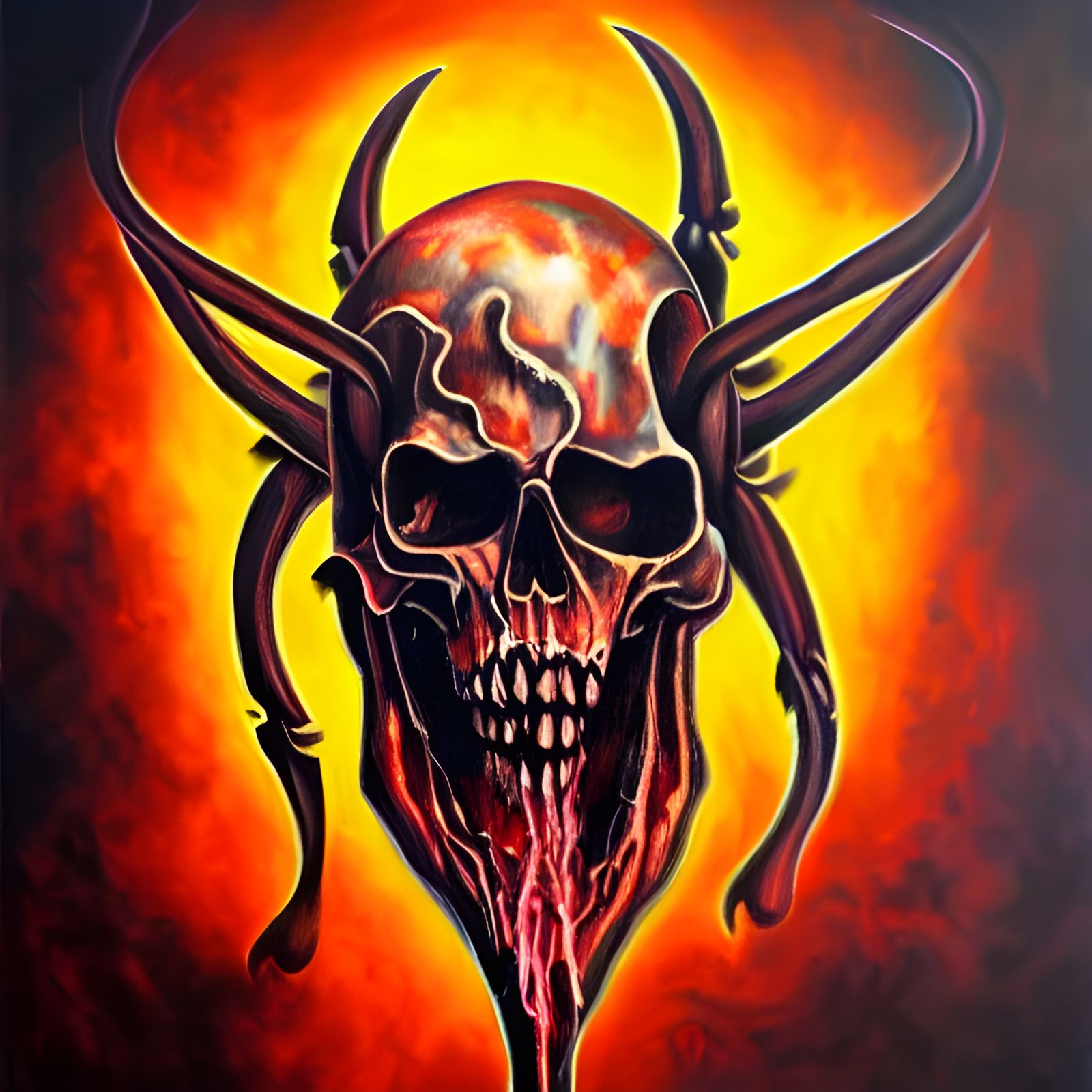 Demonic Death Metal Band Logo in Oil on Canvas