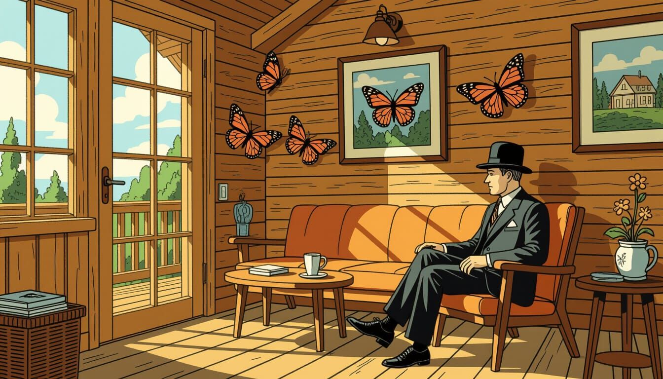 Surreal Butterflies Emerge in Ligne Claire Comic Style