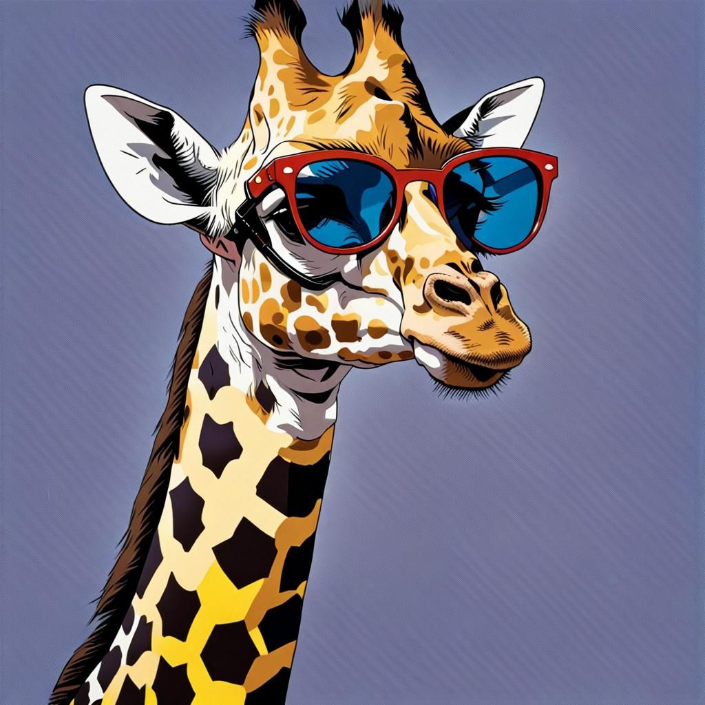 Pop Art Glamour Giraffe in Vibrant Colors and Polka Dots