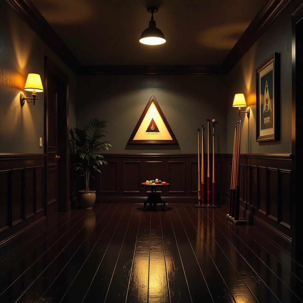 Cozy Noir Interior with Vintage Accents and Cinematic Lighti...