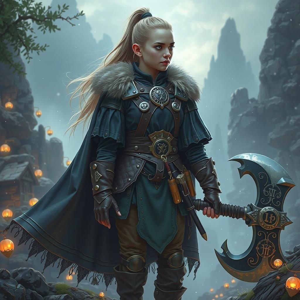 Dwarf Barbarian with Axe in Frank Frazetta Style