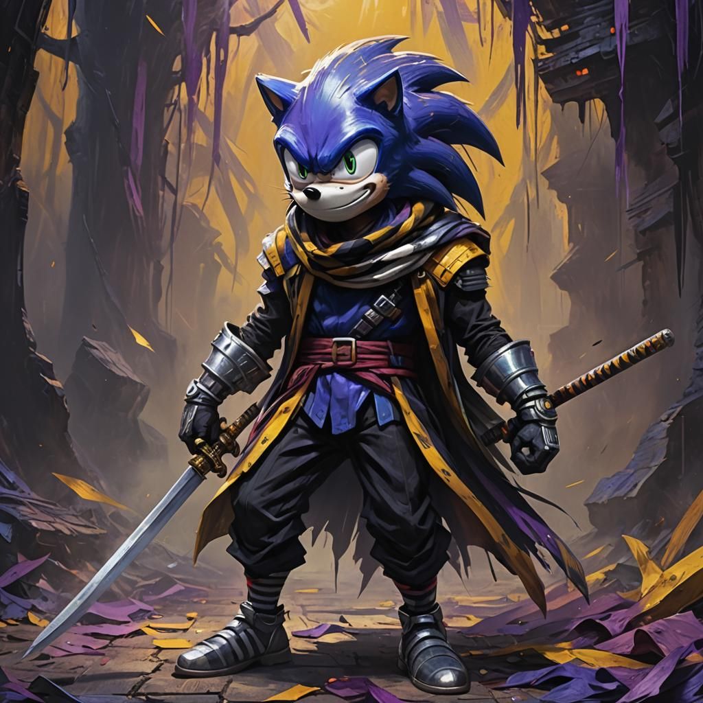 Sonic the Hedgehog as Dark Fantasy Oil Painting