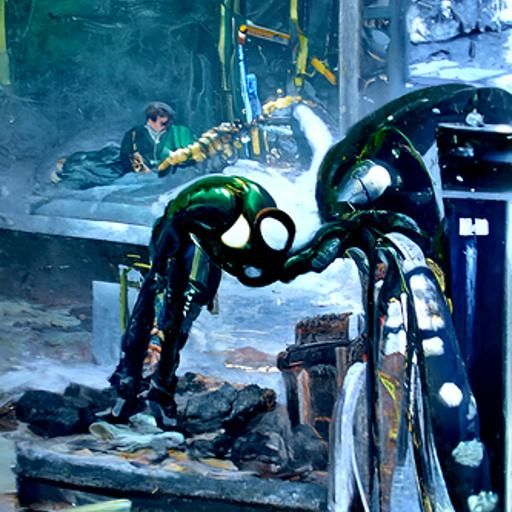 Doctor Octopus Mourning, Oil Painting