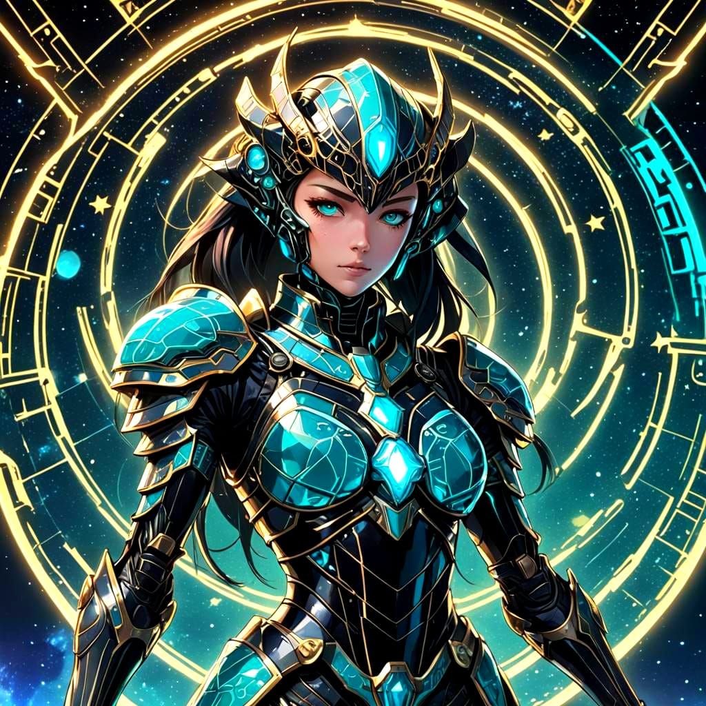 Anime Alien Knight in Cyberpunk Tarot Card