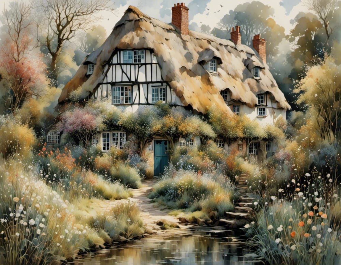 Charming Thatched House with Spring Garden