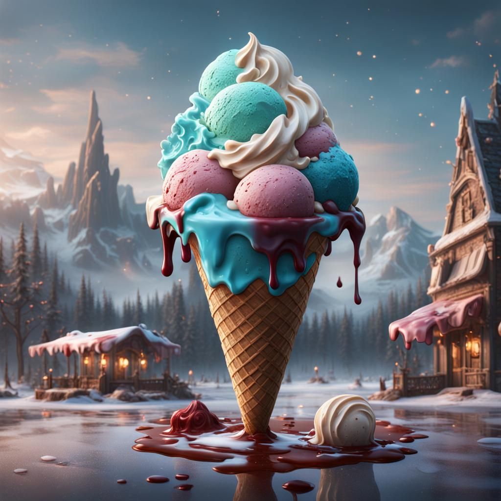 Fantastical Ice Cream Concept Art in Deep Color
