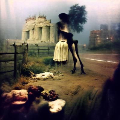 Victorian Goth Zombie in a Dark City