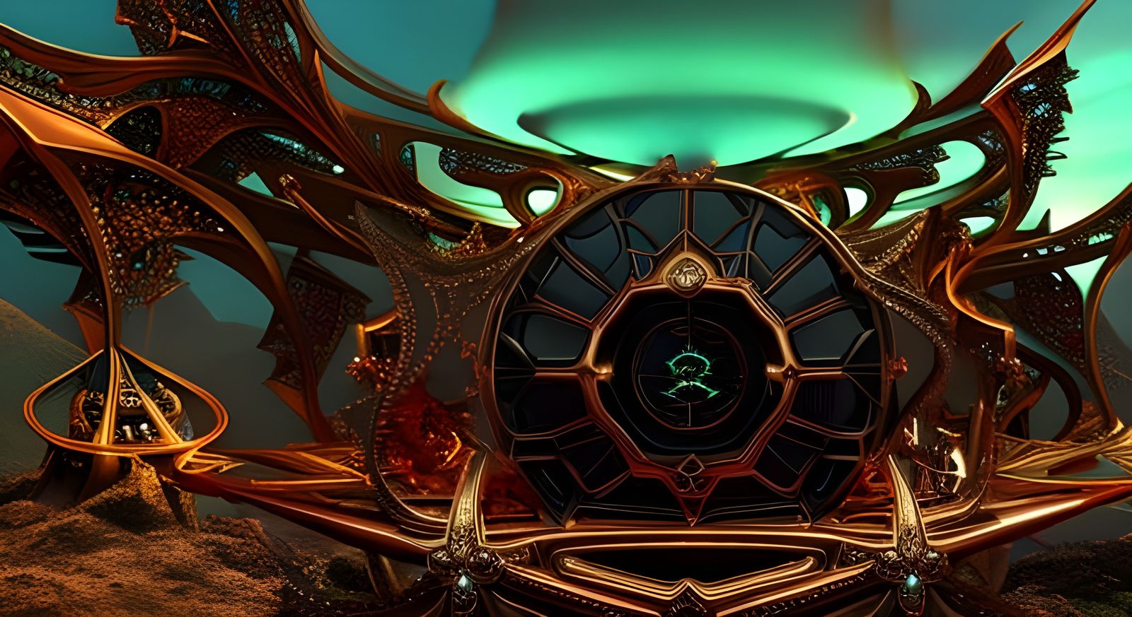 Surreal Dystopian Computer Device in Fantasy World