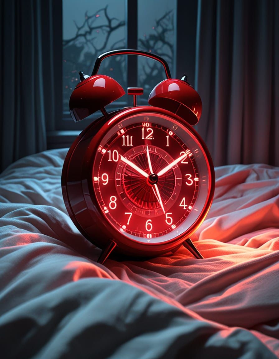 Monstrous Alarm Clock Overwhelmed Sleeper in Surreal Dreamsc...