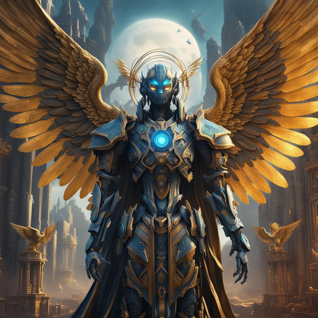 Robotic Seraphim Angel in Detailed Matte Style