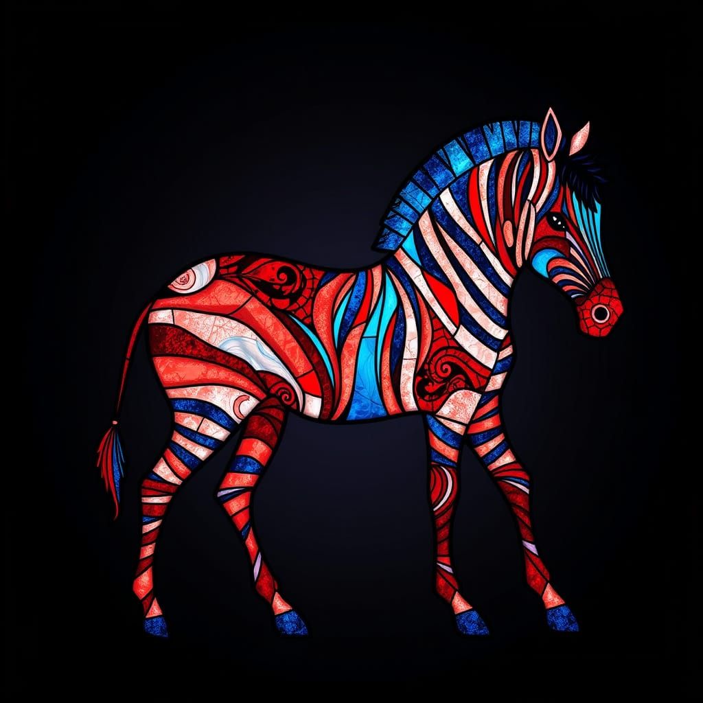 Vibrant Abstract Zebra in Geometric Tessellations