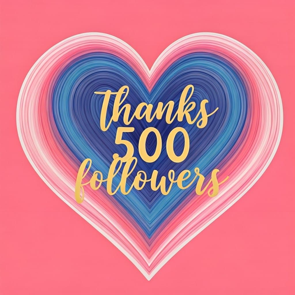 Colorful Heart Thank You in Folk Art Style