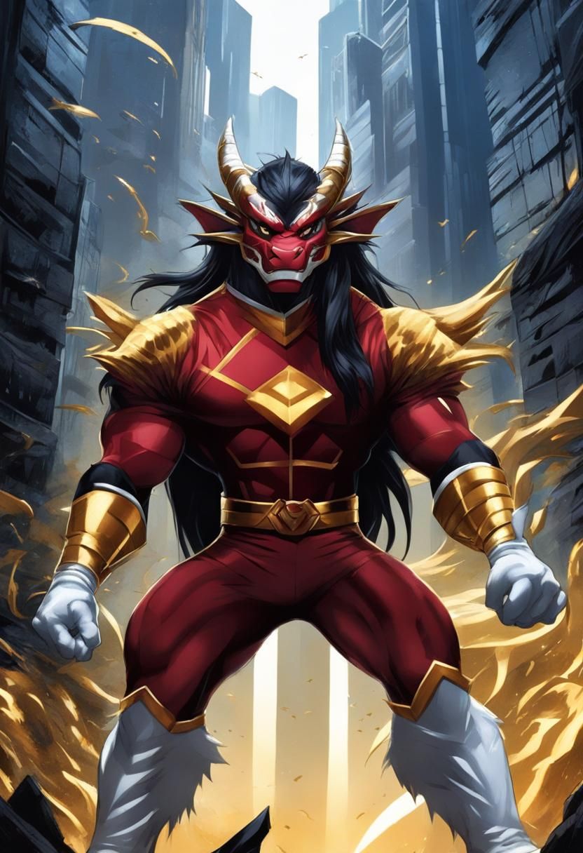 Anthro Red Dragon Power Ranger Comic Art
