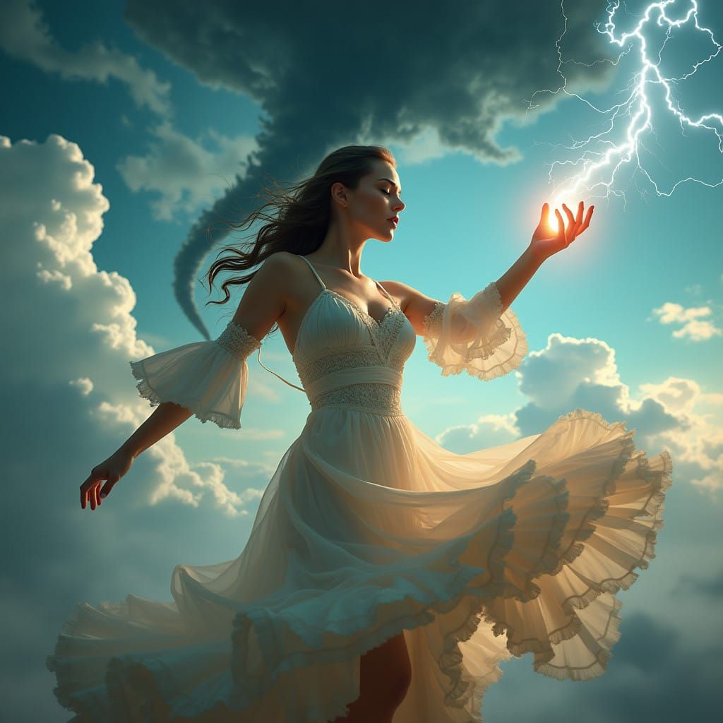 Sensual Flamenco Dancer in Surreal Stormy Skies