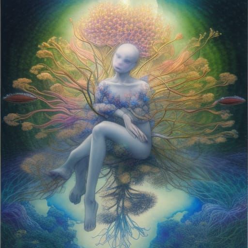 River Born in Mycelium Network with Forest Exposure