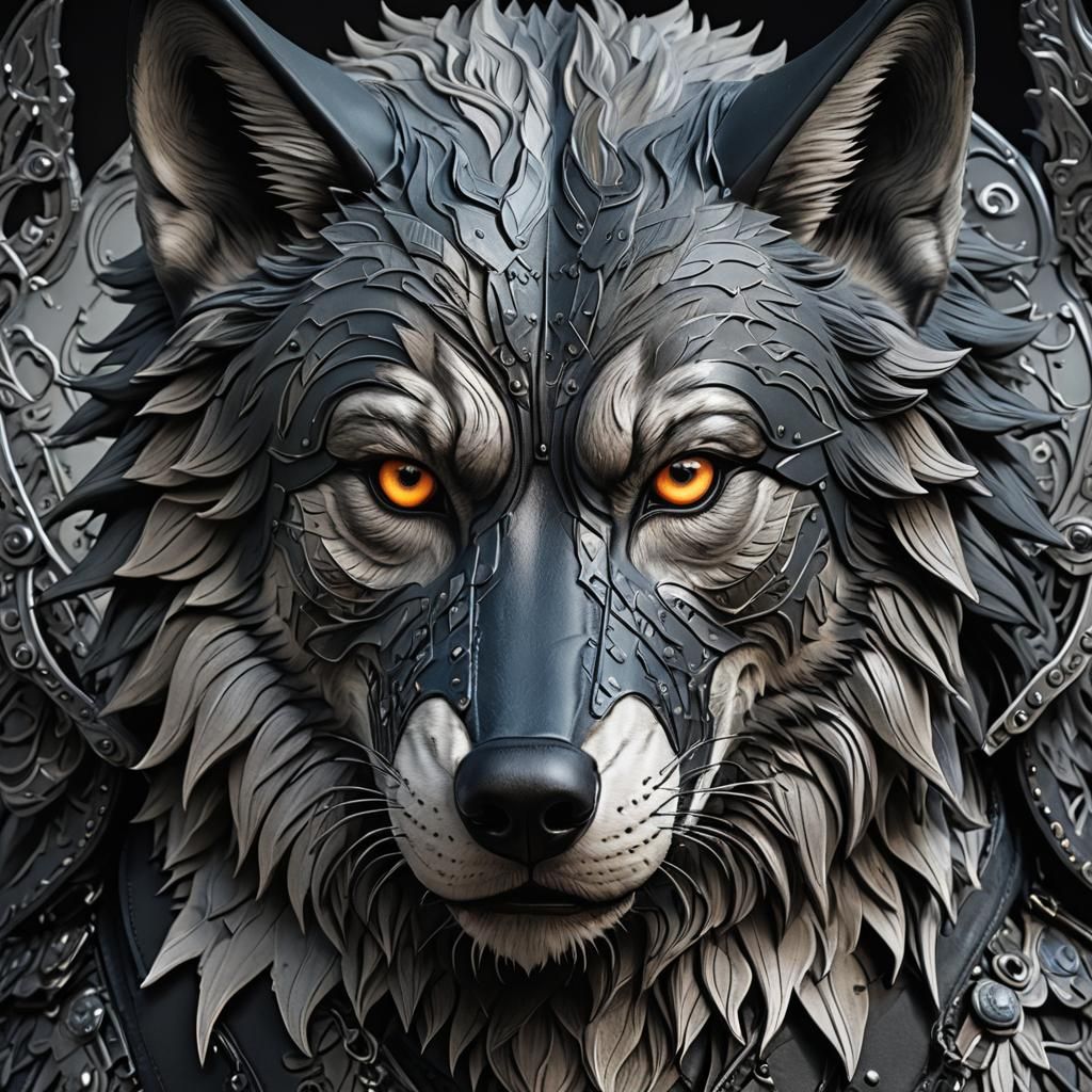 Hyperrealistic Neoprene Wolf Pup Hood in HDR